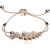 GUESS Womens Double Row Round Bead and Fireball Slider Bracelet