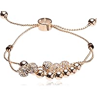GUESS Womens Double Row Round Bead and Fireball Slider Bracelet
