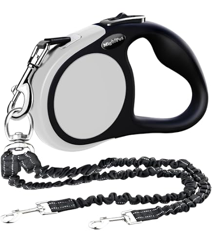 Dual Retractable Dog Leash For 2 Dogs - 16ft Extendable Double Leash With Poop Bag Dispenser