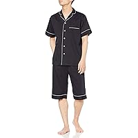 [グンゼ] パジャマ KaiminNavi快眠ナビ半袖6分丈パンツ シルク入りサテンストライプ メンズ