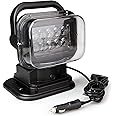 LEDサーチライト 50W 作業灯 ワークライト 6000K 4750LM リモコン付き 遠隔操作 防水IP65 360度回転 角度調整 強力マグネット付き 12V/24V兼用 船舶照明 車外灯 本体ブラック