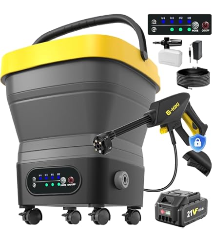 Amazon | Yoeyang 高圧洗浄機 13L折りたたみバケツ付き 6-in-1 多機能
