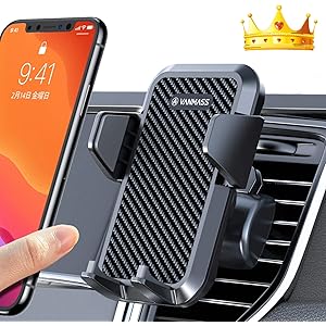 【2020早春の新モデル】VANMASS 車載ホルダー 自動開閉 厚いケース対応 業界独2つクリップ付き スマホホルダー スマホスタンド 携帯ホルダー 車 エアコン 吹き出し口用 原料から作りまでの高品質 ワンタッチ/片手着脱/360度回転/雑音無し/安定性抜群/日本語取扱説明書付き/取り付け簡単 4-7インチ全機種対応 iPhone/Huawei/SHARP/Moto/Samsung/Sony/Xiaomi Mi/OPPO/Blackview/UMIDIGI/Oneplus/LGなど(安全運転に助力)(ブラック)