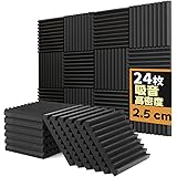 Saiqiang 吸音材 吸音パネル 極厚 壁装飾 生活音 騒音 (30*30*2.5cm 24枚入れ, 黒(山形))