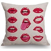 red lips throw pillow