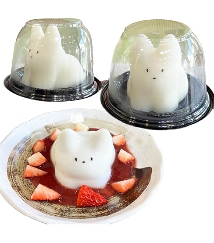 Amazon.co.jp: プルプル猫のミルクプリン 2個 苺ソース ミルクプリン