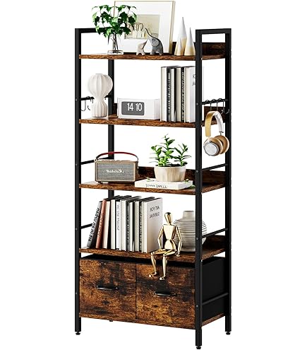 Amazon｜Arbuxzuy 本棚5段 幅24インチ 工業用アーチ型本棚 オープン