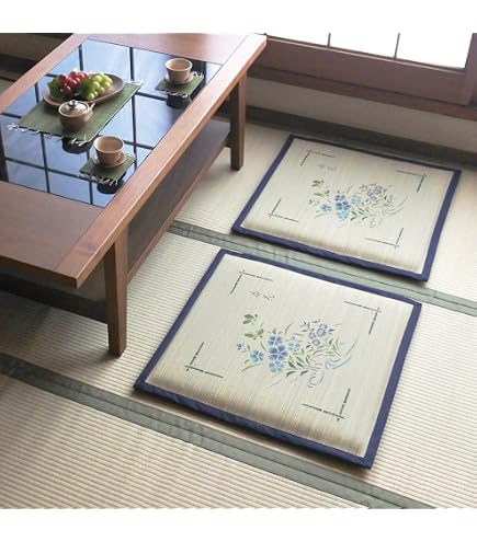 Amazon.co.jp: い草工房 い草座布団5枚セット 正方形 約55cm×55cm 花 
