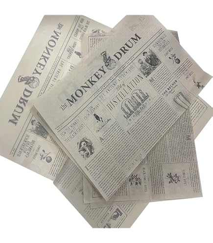 Amazon | 包装紙-13028-英字新聞-A4 (A4・50枚入) 英字新聞モチーフ