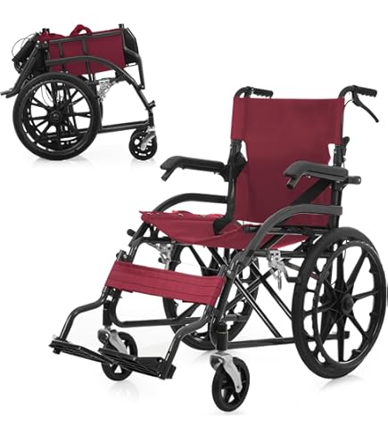 Amazon | コンパクト車いす ｺﾝﾊﾟｸﾄｸﾙﾏｲｽ(20-5905-00)MV-2レッド レッド