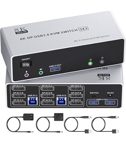 Amazon.co.jp: KCEVE KVMスイッチ 2入力3出力、8K@60Hz/4K@120Hz 対応