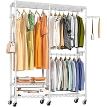 Amazon｜AZAKBLハンガーラック 頑丈 洋服ラック 大容量 キャスター付き
