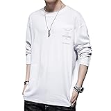 [W Wonyo] ロングtシャツ メンズ 秋服 長袖 Tシャツ 人気 ティーシャツ 無地 トップス 綿100 ロンt カジュアル ろんてぃー 快適 大きいサイズ ロンティー オシャレ ながそで てぃーしゃつ かっこいい服 春 秋 white L