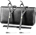 Haircut Shears Set Left and Right Professional/Beginner Hairdresser Self Cut Cut Scissors with Case & Clip Pin