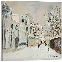 モーリス　ユトリロ　maurice utrillo 絵画 Amazon.co.jp: Maurice Utrilloモーリス・ユトリロ《雪のサン
