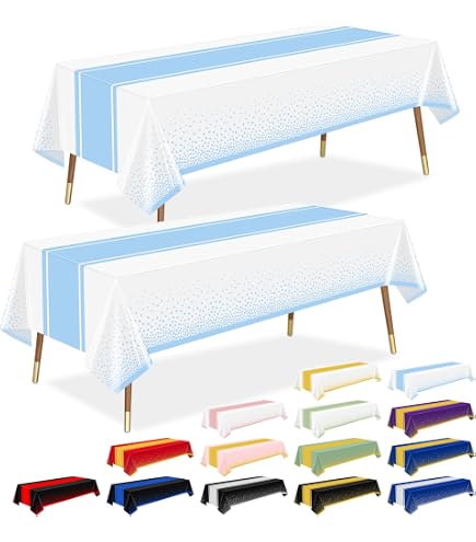 GuoZhiXin Disposable Party Tablecloth - Blue & Silver Confetti Print, 54x108 Inches For Birthdays & Showers - View #2