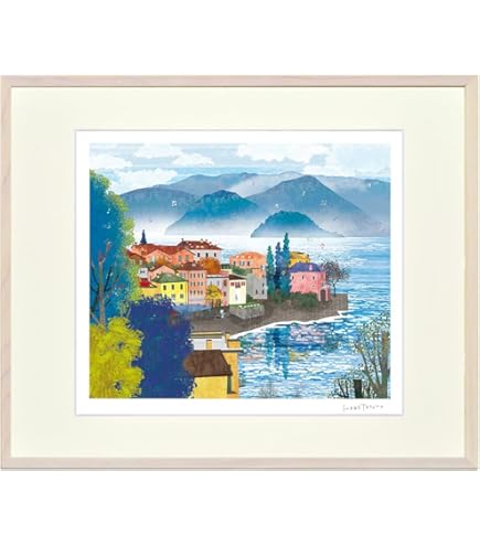 Amazon.co.jp: 絵画 はり たつお エーゲ海とサントリーニ島
