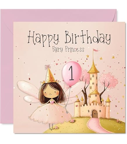 Princess 4th Birthday Cards For Young Girl - Fun And Cute Princess Themed Greeting Card For 4 Year Old Girl - Special Princess Design For Young Girl Birthday Party - Cartoon Princess Card