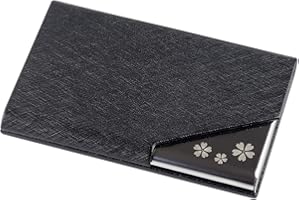 [Fukuhana] 名刺入れ メンズ レディース 合皮 薄型 選べる多色 名刺が折れない 専用の化粧箱が付き (桜ブラック)