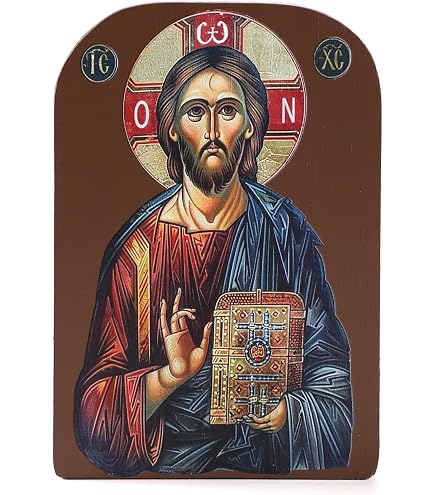 Icône Sacré-Cœur De Jésus En Bois - 7,6 Cm, Feuille D'or, Croix Au Dos, Cadeau Religieux