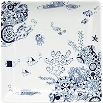 Amazon｜natural69 【 波佐見焼 】 cocomarine 正角皿M 海の中