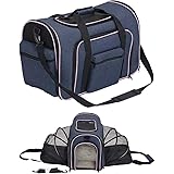 peconi ペット キャリーバッグ 通気性 抜群 猫 小型犬 用 ショルダー 車 旅行 通院 アウトドア ペット用品 (L, デニム)