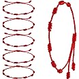 WILLBOND 6 Pieces Red String Bracelets Red Cord Bracelet Adjustable Red Knot String Bracelet Amulet for Protection, Evil Eye 