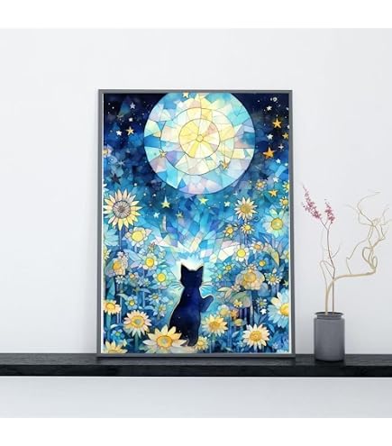Amazon | ALLスクエアクリスタルダイヤモンドアートキット 猫 A3