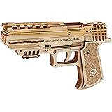 DAIVARNING 木製模型 ハンドガン 木製パズルおもちゃ 輪ゴム鉄砲 組み立て式 (ナチュラルウッド)