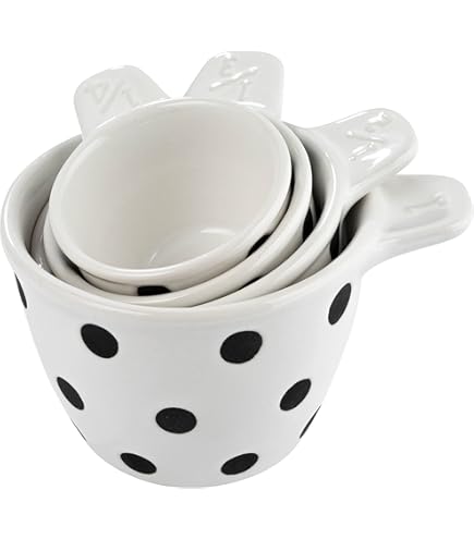 Stackable Ceramic Measuring Cups Set - 4-Piece Mason Jar Design With Floral Art, Farmhouse Kitchen Decor, ¼ To 1 Cup Sizes - View #6
