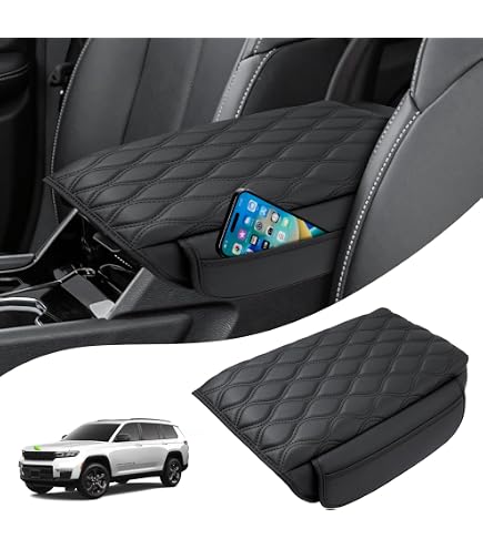 KBH Microfiber Leather Center Console Lid Cover Trim For Jeep Grand Cherokee 2011-2020 & Dodge Durango 2011-2020 – Durable, Stain-Resistant, Easy Install