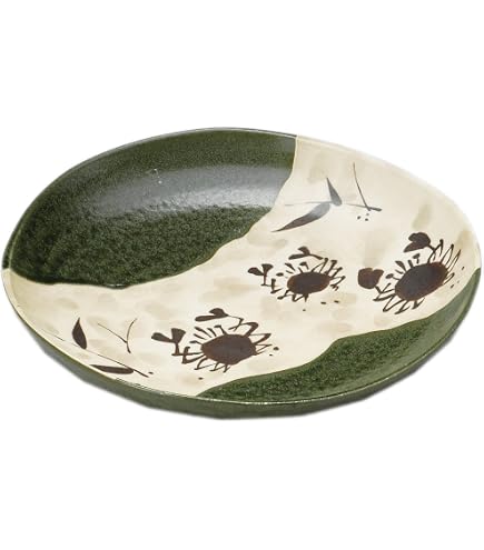 Amazon.co.jp: 瀬戸焼 「 中島塩草 」 織部鉄絵 皿 小皿 豆皿 プレート