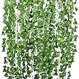 Coolcraft 観葉植物 アイビー 壁掛け インテリア アンティーク 雑貨 造花 人工 フェイク 壁掛 グリーン 緑 植物 吊り (12本)