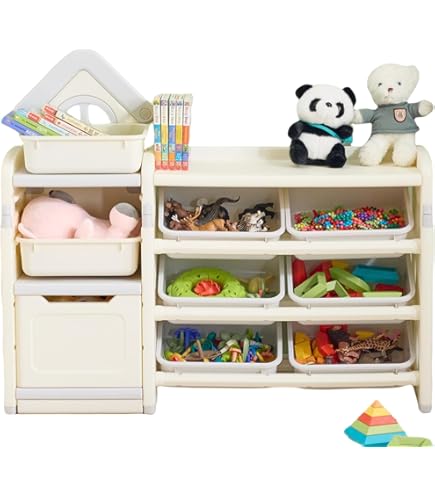 Amazon.co.jp: 【収納ボックス6個付き-ナチュラル】OSJ 絵本ラック 絵