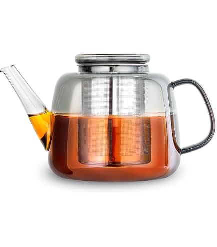 Théière à Induction En Verre Transparent Tea People CGT-12 1,2L - Infuseur Inox Fin & Couvercle Pour Thé En Vrac