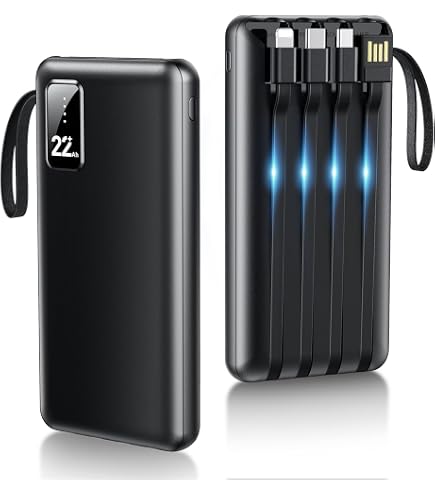 Amazon | モバイルバッテリー 大容量 35000mAh 4本ケーブル内蔵 4台