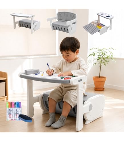 Amazon.co.jp: キッズデスク & チェア 3 点セット 5way 多機能 組立