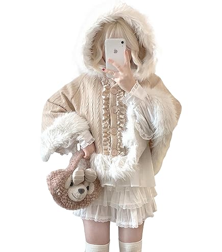 Amazon | [Lomohanaga] ケープコート レディース 冬 ファーケープ