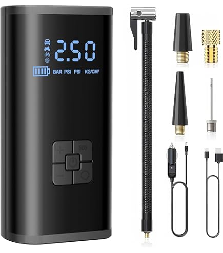 ☘️自転車 空気入れ 電動 バイク 車 コードレスエアポンプ コンパクト LED エアコンプレッサー 電動 USB 充電式 改良版 エアーポンプ コードレス