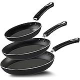 Utopia Kitchen Nonstick Frying Pan Set - 3 Piece Induction Bottom - 8 Inches, 9.5 Inches and 11 Inches (Grey-Black)
