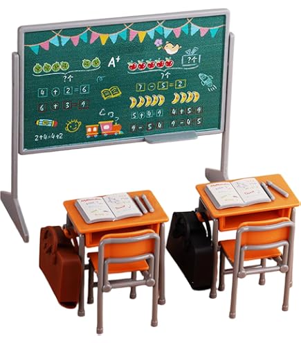 Amazon.co.jp: LRXIYODE 4セットミニチュア教室用家具 の学校机と椅子