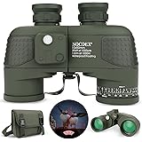 NOCOEX 10x50 Waterproof Marine Binoculars, with Rangefinder Compass, FMC Lens, Carrying Bag for Outdoor Activities, Hunting, 