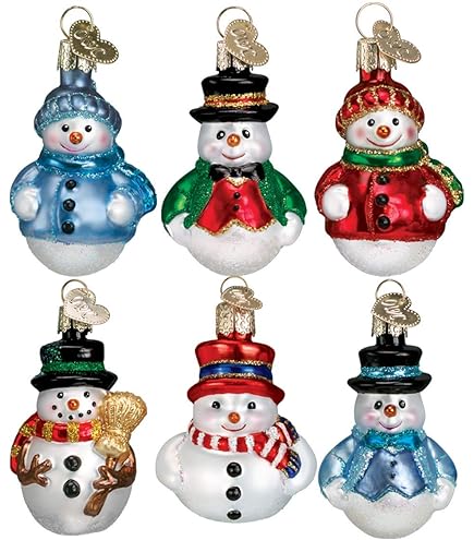 Amazon.co.jp: Old World Christmas ミニ雪だるま 吹きガラス