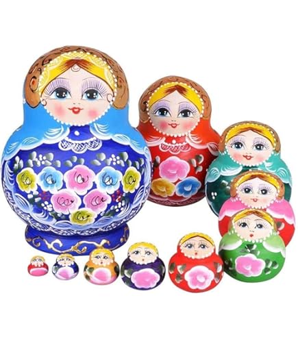 木製マトリョーシカ・ロシア雑貨・手描き・民芸・人形・細密画・民話 Amazon | マトリョーシカ 民芸品 ロシア人形 伝統 木製 手作り