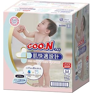 【パンツ Mサイズ】グーンプラス 肌快適設計 (6~12kg) 116枚(58枚×2) [ケース販売]
