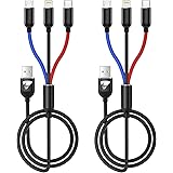 Aioneus 3in1 充電ケーブル 2本セット 3イン1 充電コード USBケーブル マルチ iPhone 充電器 USB Type Cケーブル iPhone 14 Pro Max 13 Pro 12mini 11 8 Galaxy S20 S1