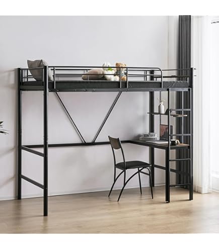 Amazon｜ロフトベッド パイプベッド シングル ロフト机付き パイプ