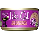 Tiki Cat Luau Shredded Meat, Wild Salmon Recipe in Salmon Consumme, Grain-Free Balanced Nutrition Wet Canned Cat Food, For Al