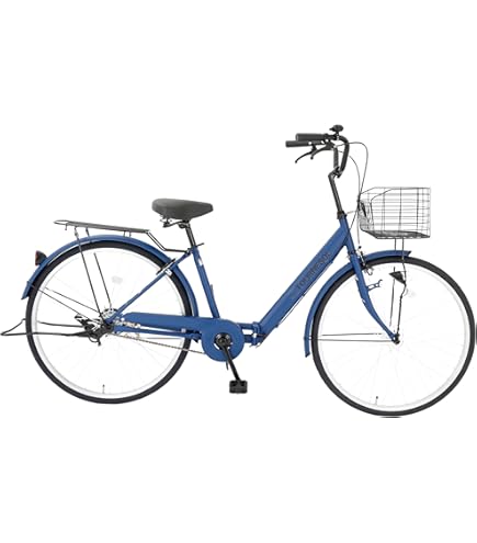 26インチ BAA マルキン自転車 マリンブルー 前かご、LEDオートライト 