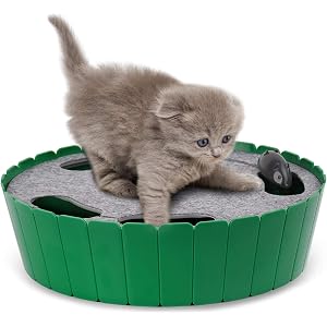 猫おもちゃ - Pawaboo 電動式 ネズミを捕らえる 隠す 追う 猫おもちゃ ネコ遊び 運動 ベット用 GREEN